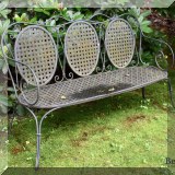 L02. Metal 3-seat outdoor bench. 36”h x 58”w x 18”d 